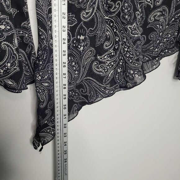Vintage y2k dark paisley print fairy girlies asymmetrical v neck pullover blouse - Picture 7 of 8